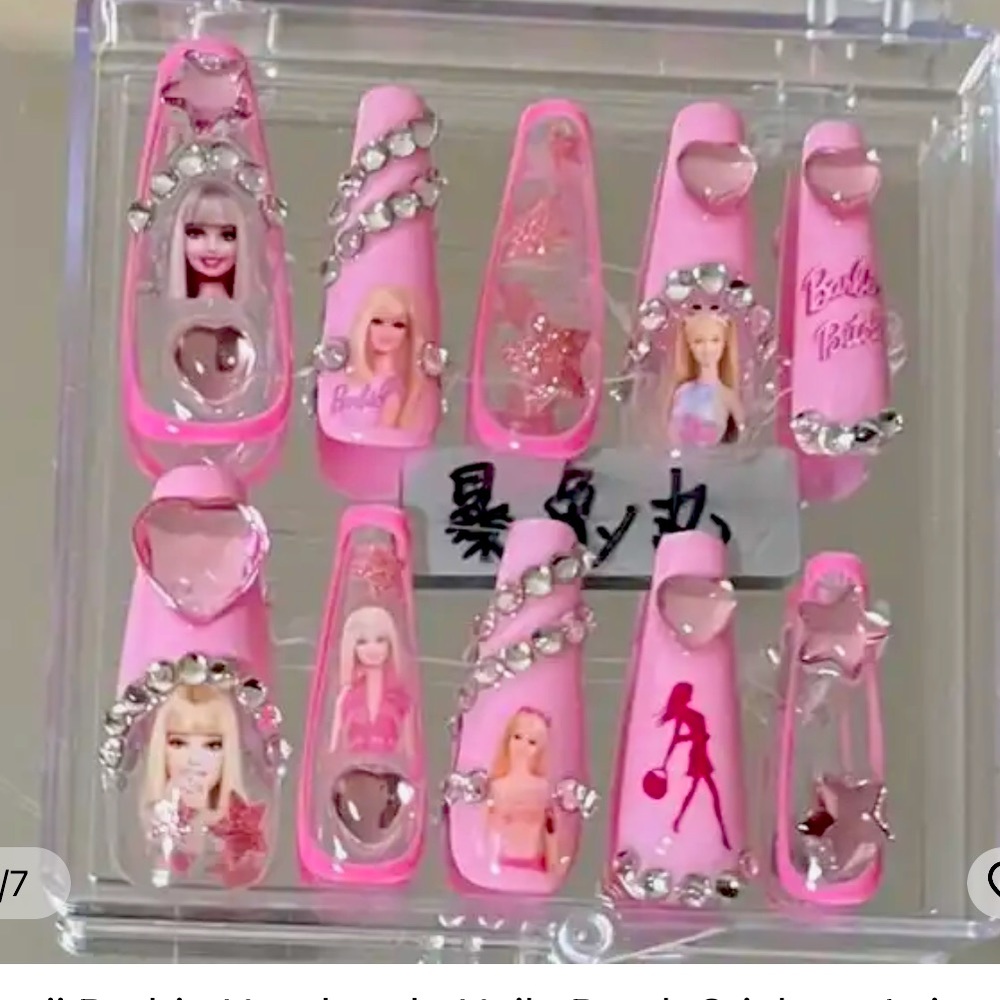 Hand made pink Barbie pressons
